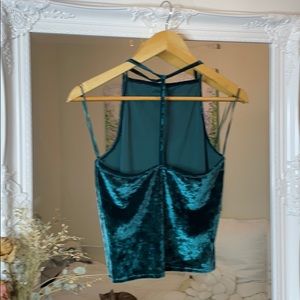 Tops - Velvet Halter Style Deep Green Tank Tops - Velvet Halter Style Deep Green Tank